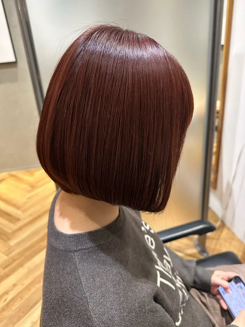 ショート カラー ブラウンカラー ピンクカラー ピンクブラウン 織田 ゆみのヘアスタイル
