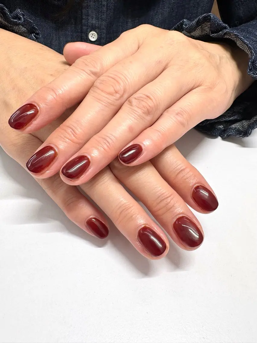 ネイル ボルドー ワンカラーネイル moeko nailのネイルデザイン