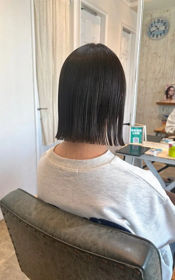 ショート 切りっぱなしボブ ボブ カット ヘアカラー トリートメント 🍃ボブ&ショート 特化🍃髪質改善🍃のヘアスタイル