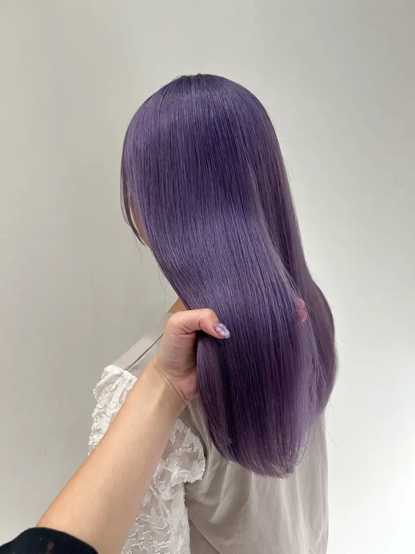ロング カラー ブリーチ パープルカラー カット ヘアカラー 🫧艶髪ボブ🫧 チカのヘアスタイル
