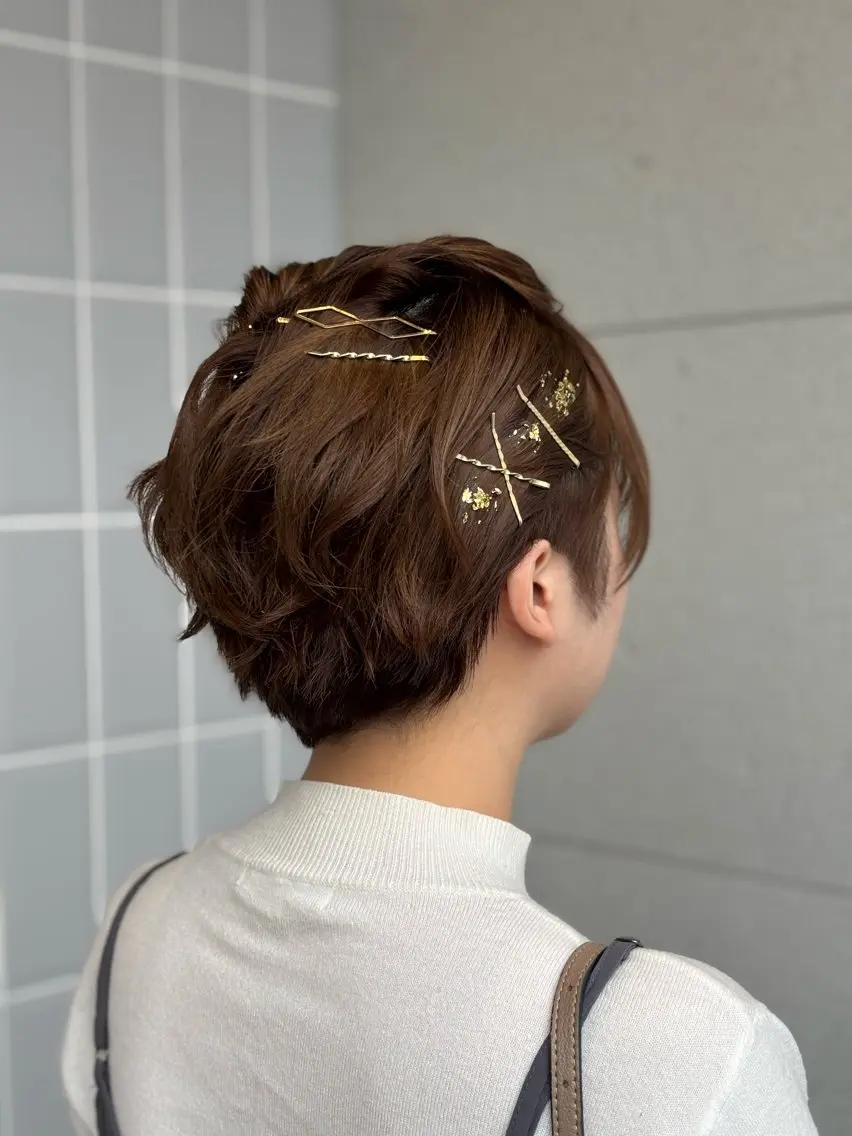 ショート ヘアアレンジ 結婚式・ブライダル ショートヘア 山口 玖瑠美のヘアスタイル