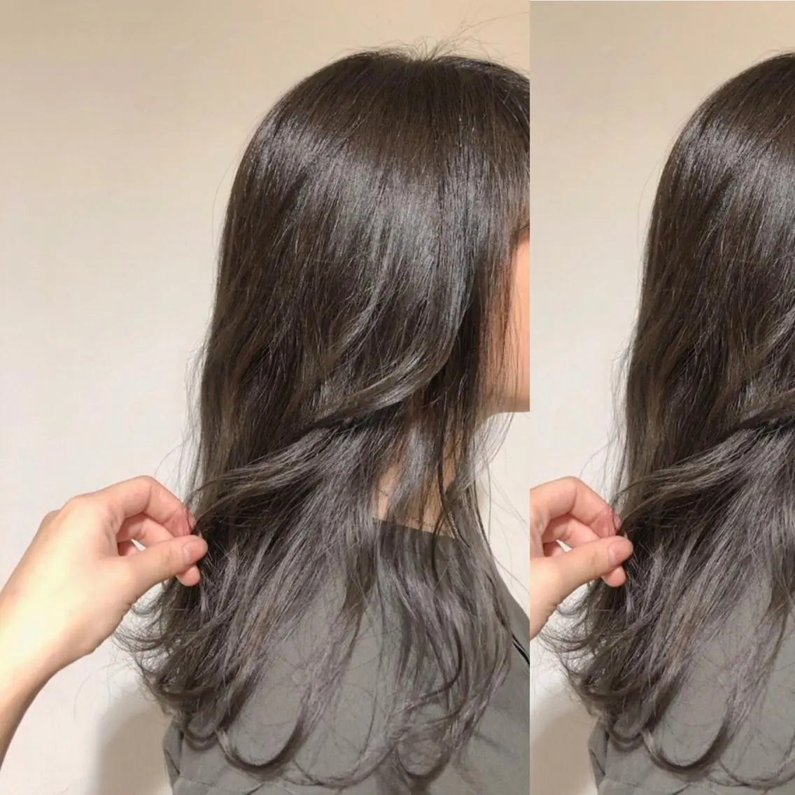 セミロング カラー ボブ顔周り 韓国遠藤小雪のヘアスタイル