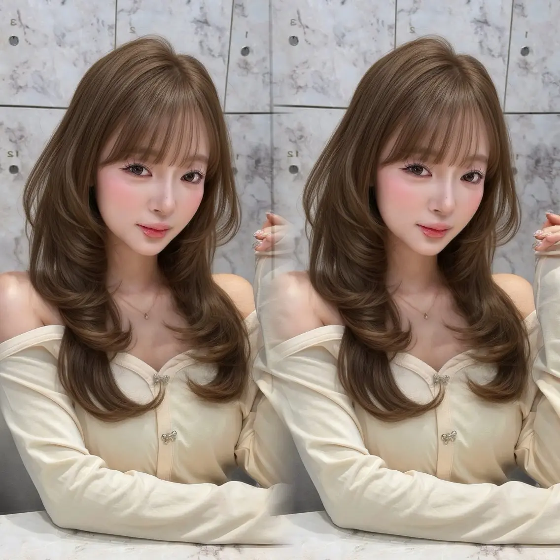 セミロング カラー カット ヘアカラー トリートメント 新宿/韓国風レイヤー 髪質改善/渋谷直樹のヘアスタイル
