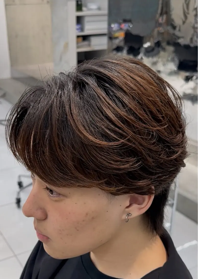 ショート パーマ ヘアアレンジ メンズ フェザーパーマ メンズパーマ カット パーマ トリートメント fifth_Oita 安藤海哉のヘアスタイル