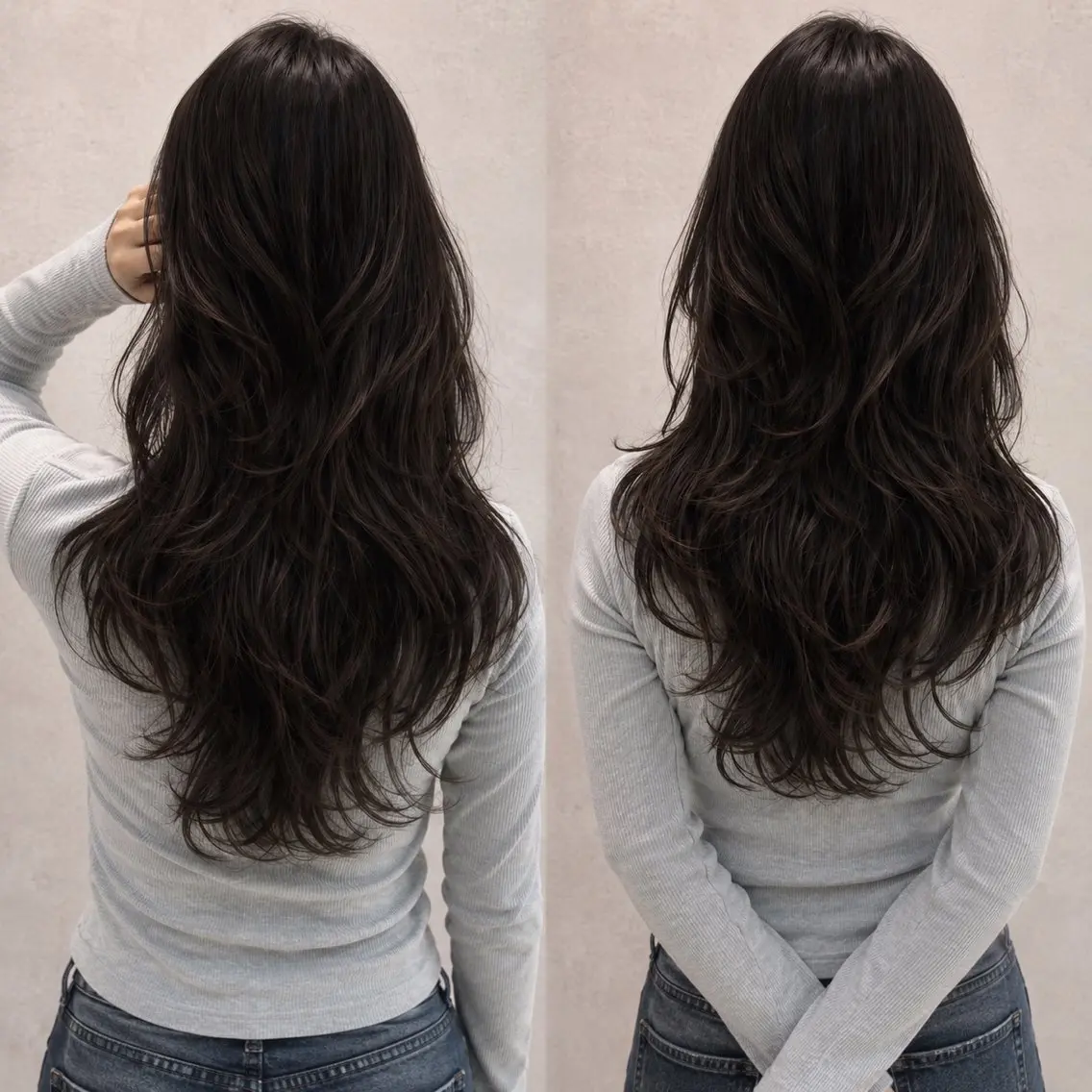 ロング カット ヘアカラー トリートメント 韓国レイヤー 田中 励也のヘアスタイル