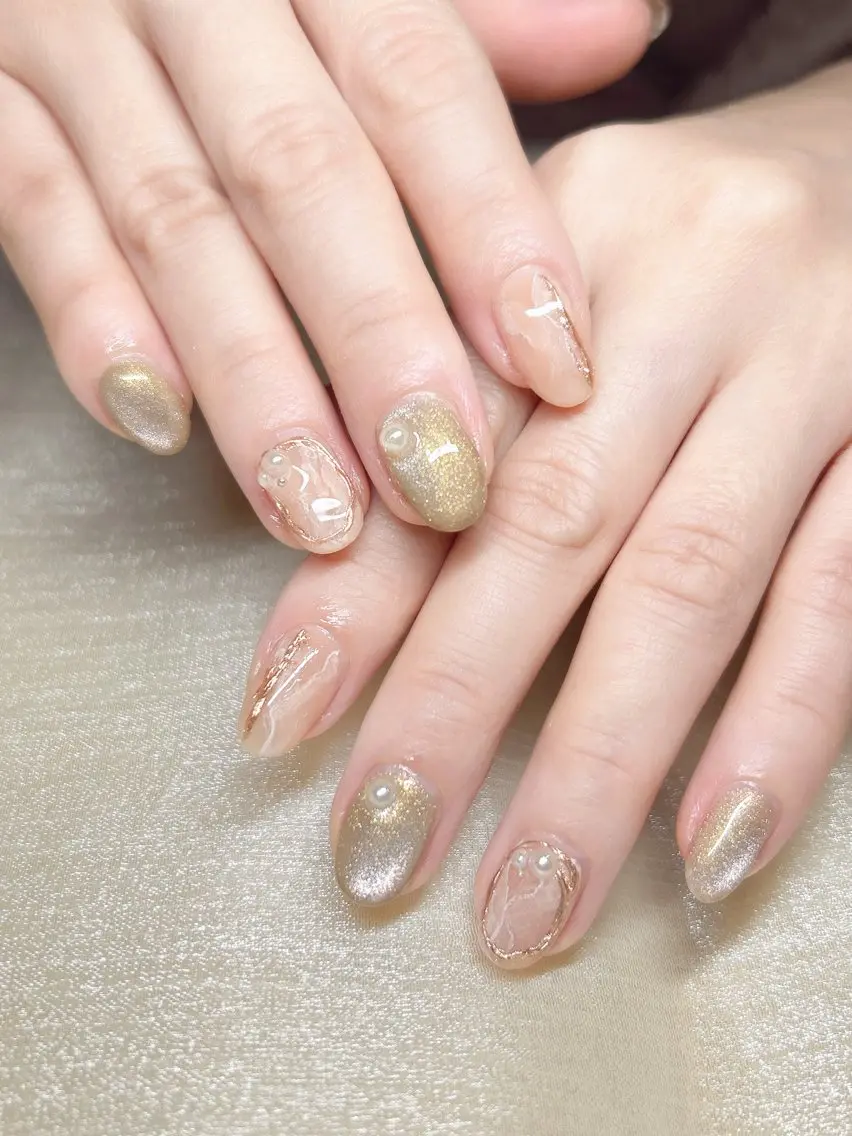 ネイル マグネットネイル 大理石ネイル(マーブル) 持ち込み ニュアンスネイル LUKA NAILのネイルデザイン