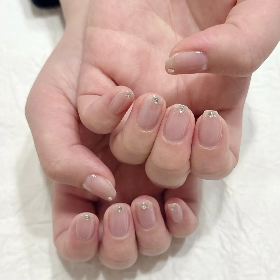 ネイル ラメ(グリッター) ピンク シルバー ストーンネイル ハンドネイル peaberry nailのネイルデザイン
