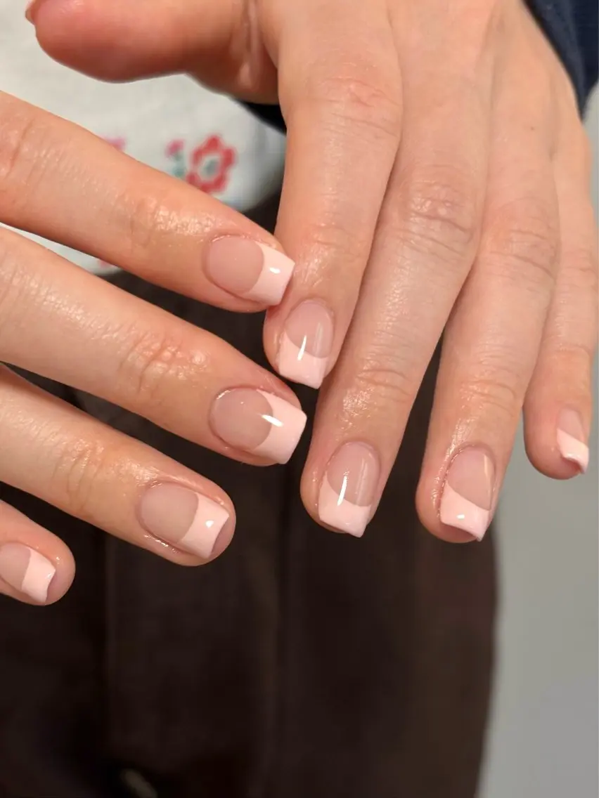 ネイル フレンチネイル ピンク ショートネイル スクエアネイル ハンドネイル rena nailのネイルデザイン
