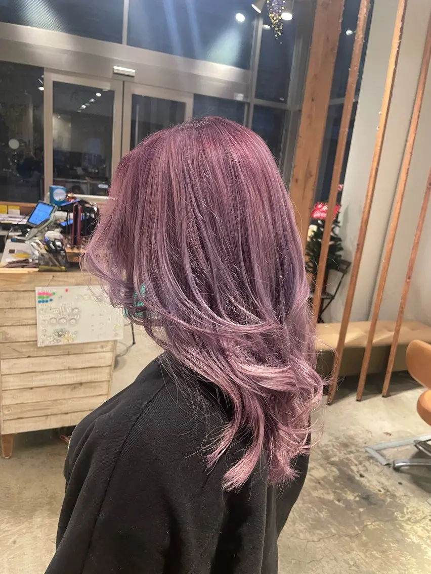 ロング カラー ラベンダーカラー ピンクカラー ピンクラベンダー カット ヘアカラー トリートメント EARTH菊名店👾 ひらのすぐるのヘアスタイル