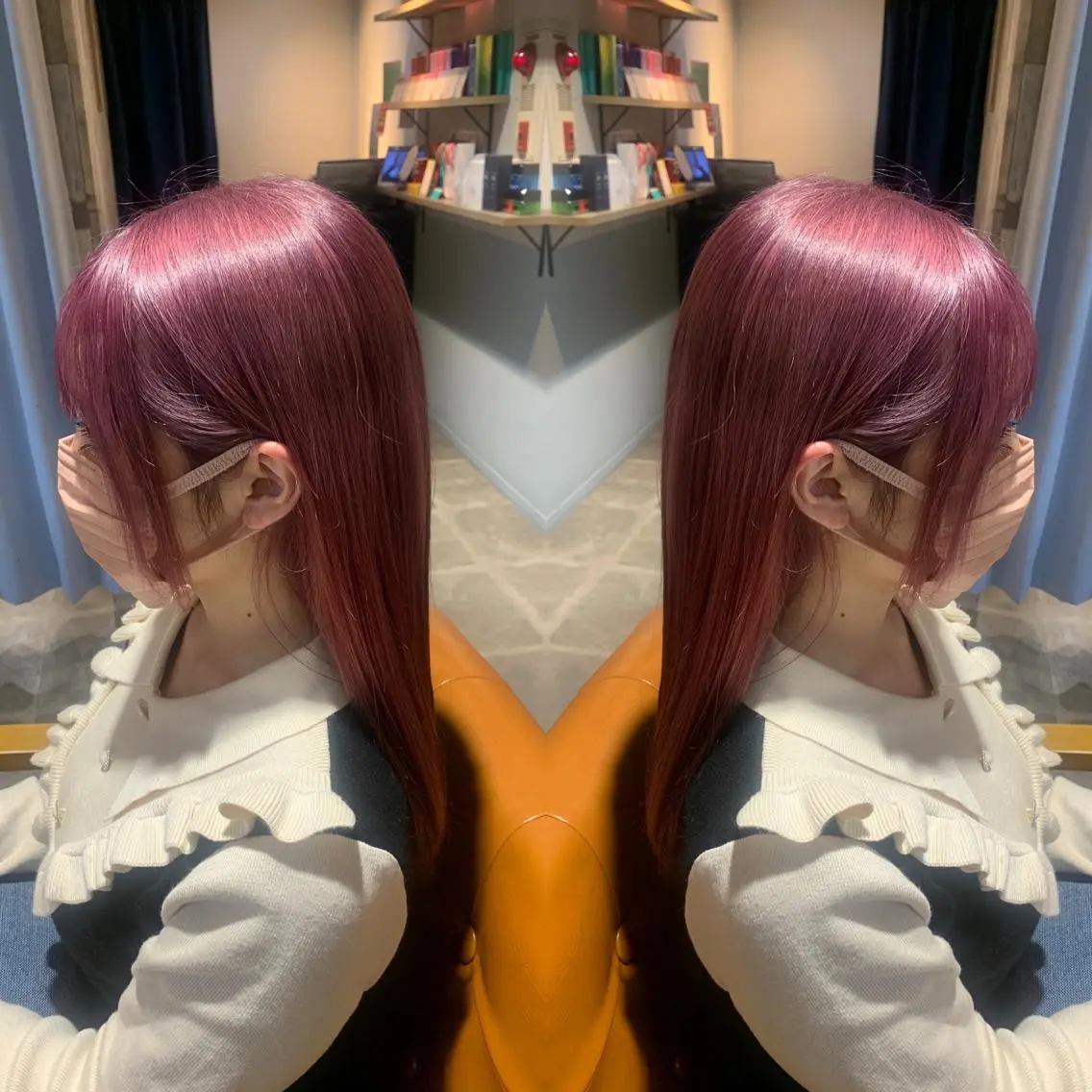 セミロング カラー ピンクカラー バイオレットカラー バイオレットピンク 韓国🇰🇷 ✂︎hair 内田愛のヘアスタイル