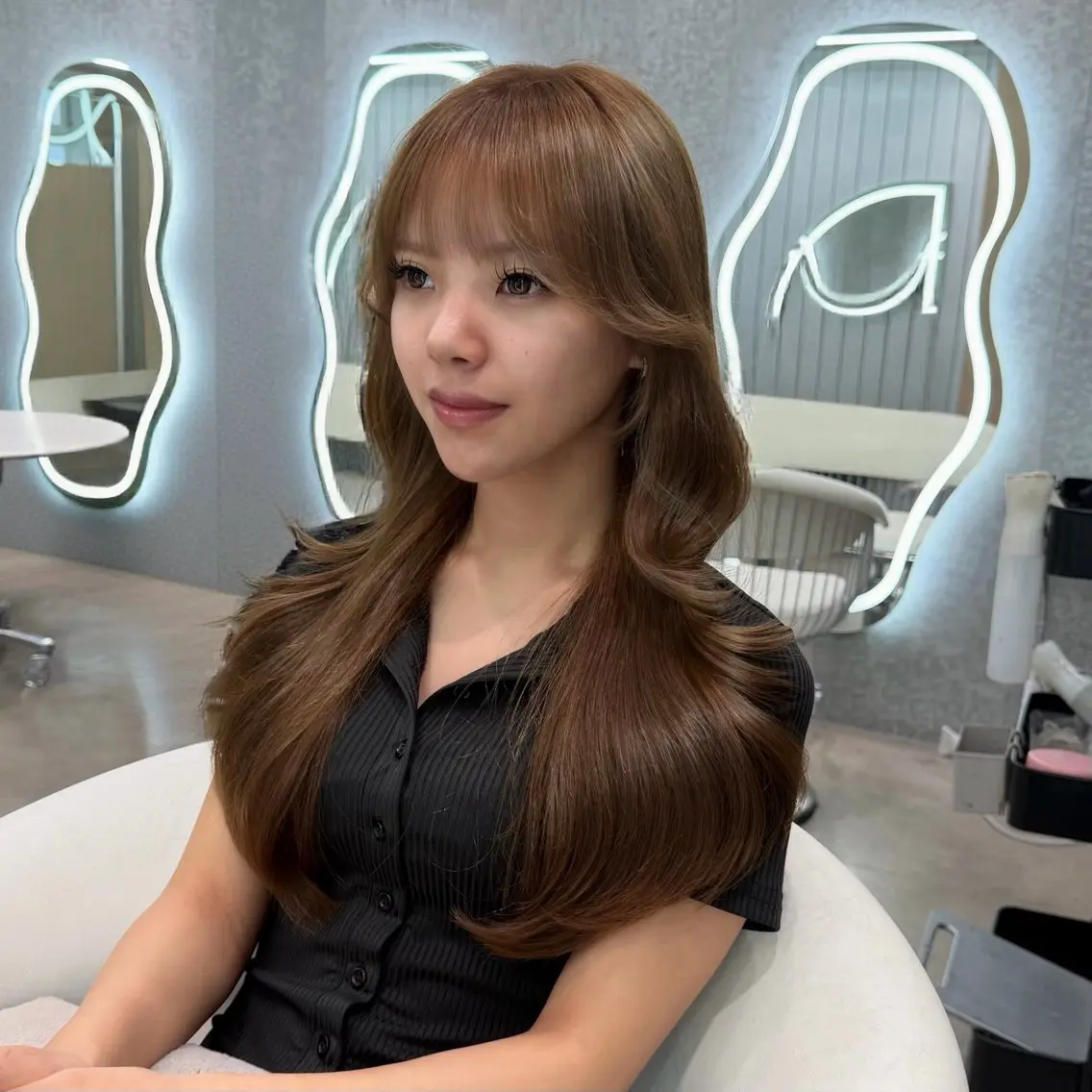 セミロング カラー ヘアアレンジ カット ヘアカラー トリートメント ブリーチなしW🎀 髪質改善／はのんのヘアスタイル