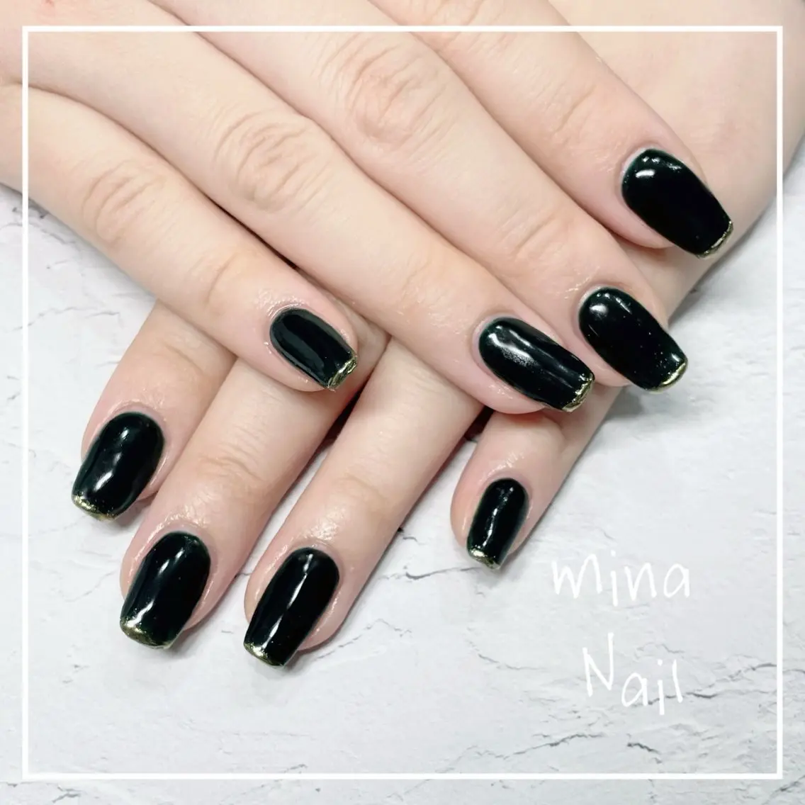 ネイル フレンチネイル グリーン ミラーネイル mina Nailのネイルデザイン