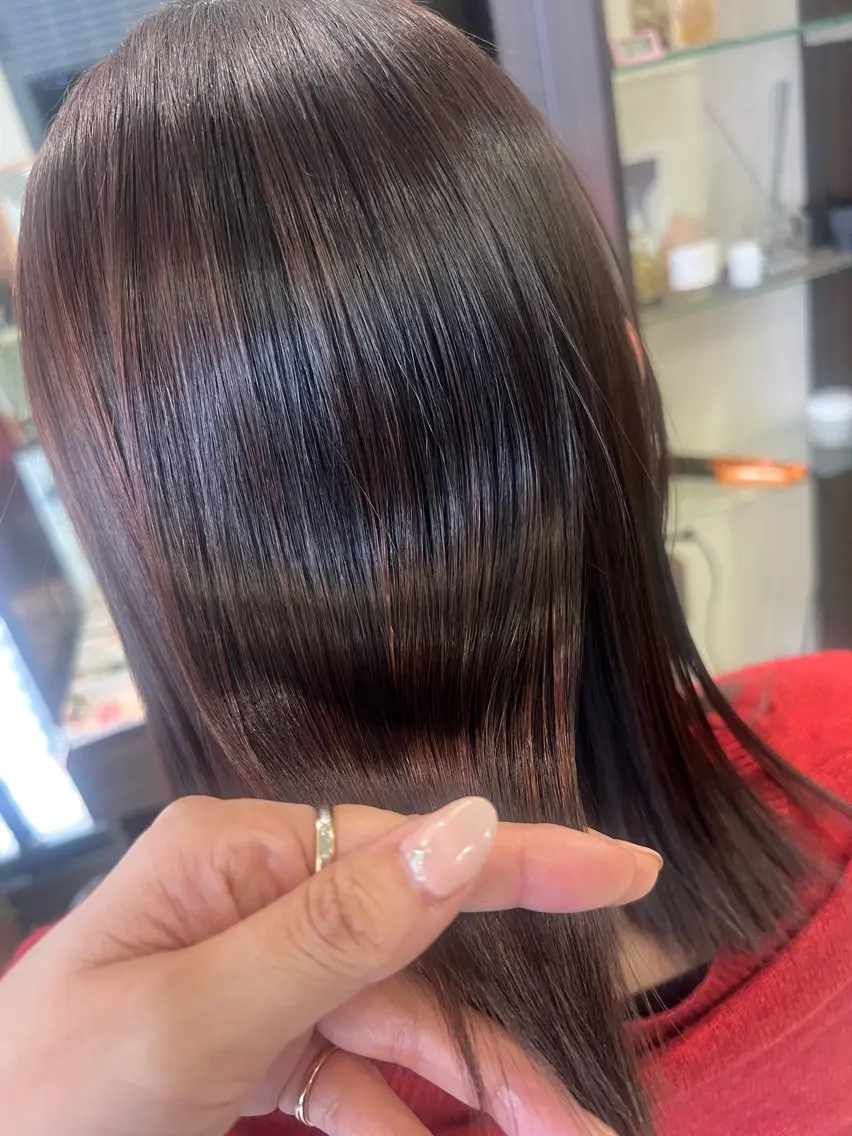 セミロング 【南草津】髪質改善 ヘナカラー&縮毛矯正のヘアスタイル