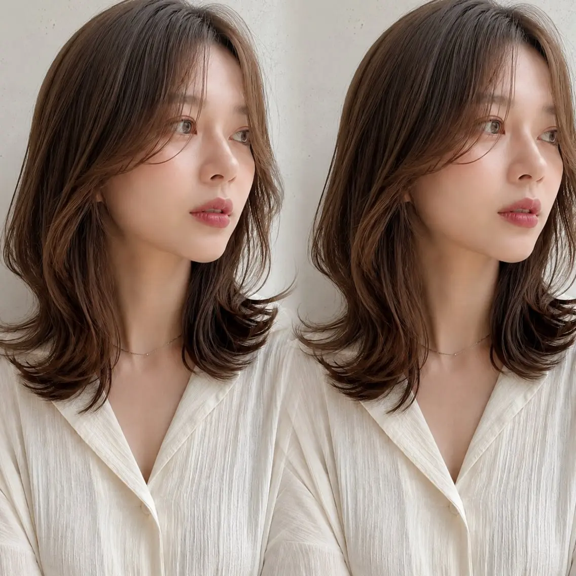 ミディアム カラー ヘアアレンジ カット ヘアカラー トリートメント 新宿 /髪質改善/ レイヤー/ヒュウガのヘアスタイル