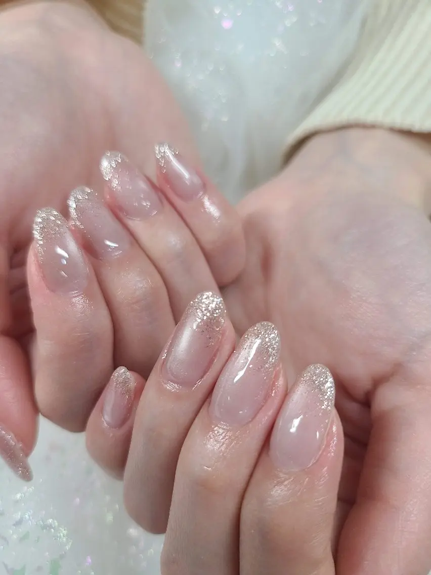 ネイル グラデーション ラメ(グリッター) ラメグラデーション ハンドネイル アンクル高円寺💅 鈴木のネイルデザイン