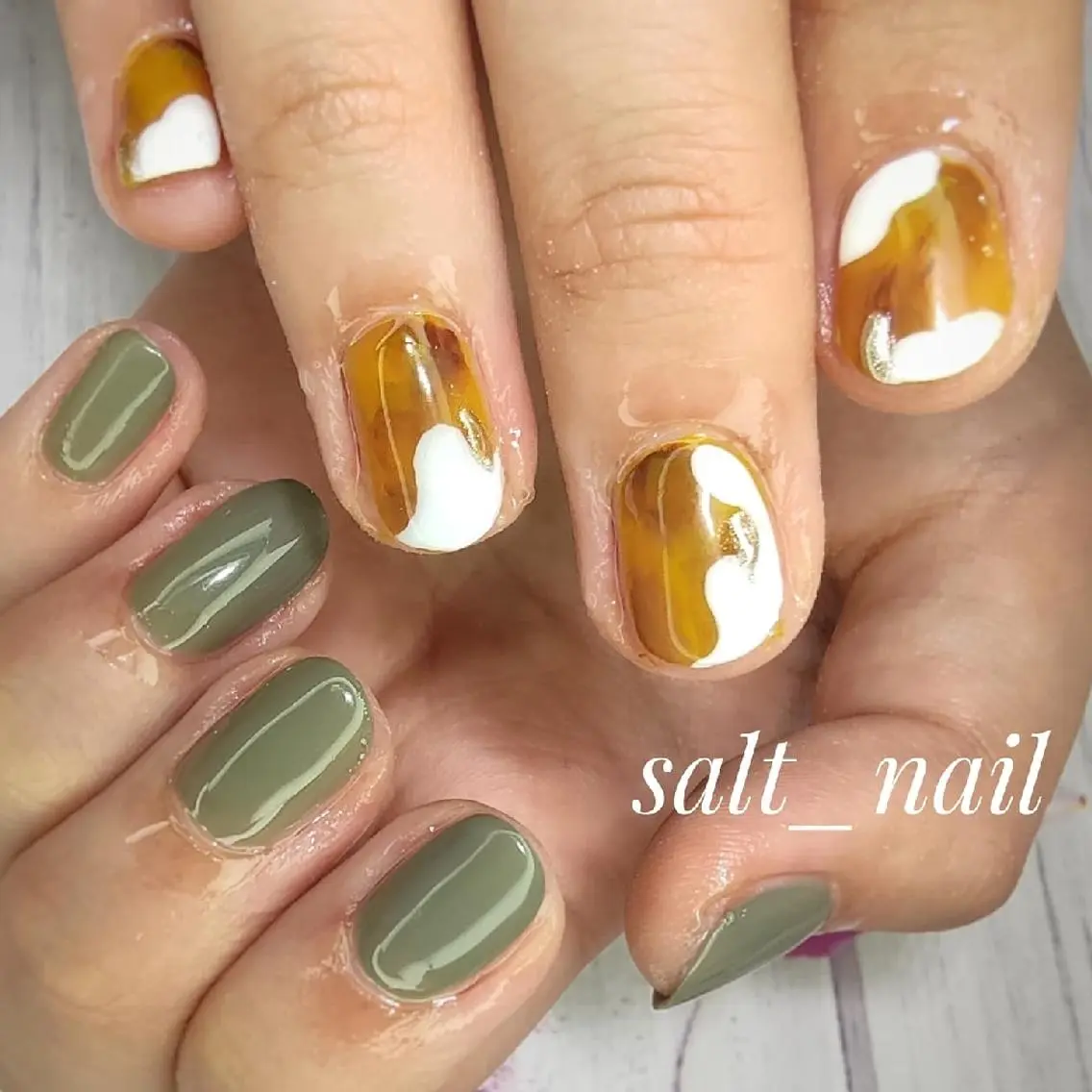 ネイル アートネイル べっ甲ネイル 個人サロン saltnailのネイルデザイン