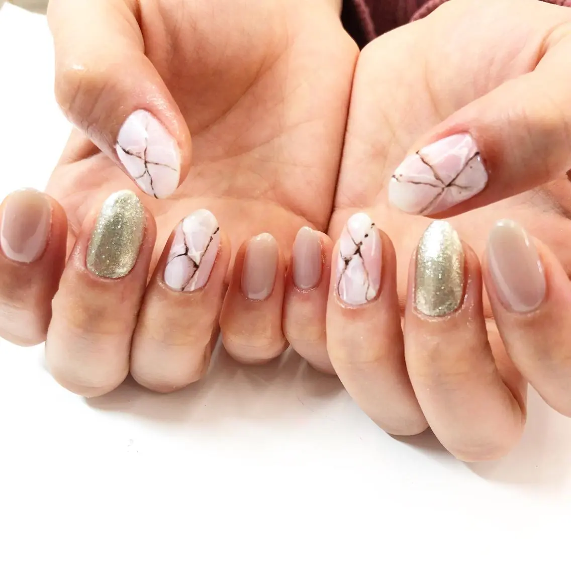 ネイル 大理石ネイル(マーブル) ハンドネイル Minami 🍓のネイルデザイン