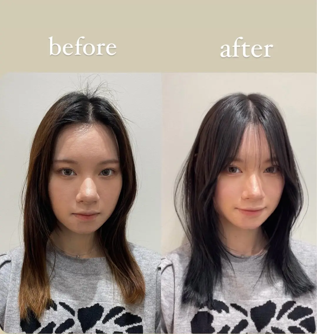 ミディアム 韓国風ヘア レイヤーカット カット ヘアカラー トリートメント ❤︎︎韓国ヘア❤︎︎ 𝑺𝒉𝒊𝒉𝒐のヘアスタイル