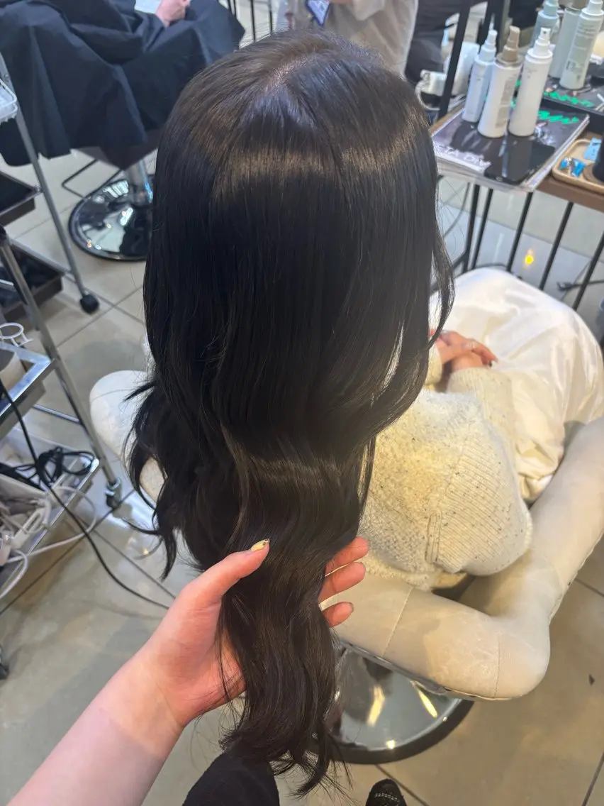 セミロング ヘアカラー トリートメント eMu透明感カラー ちゅる髪yuki✩のヘアスタイル