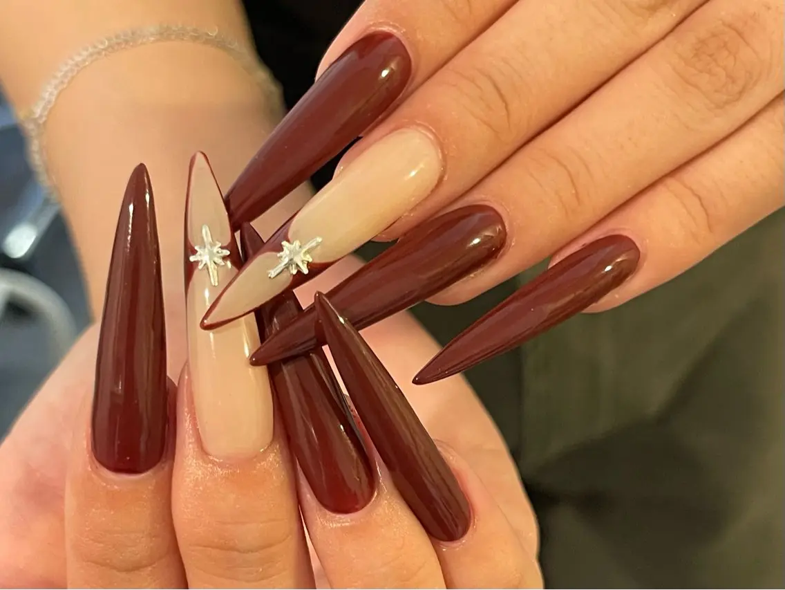 ネイル アニマル柄 べっ甲ネイル ボルドー ブラウン ジェルネイル ハンドネイル Belle Nail Salonのネイルデザイン