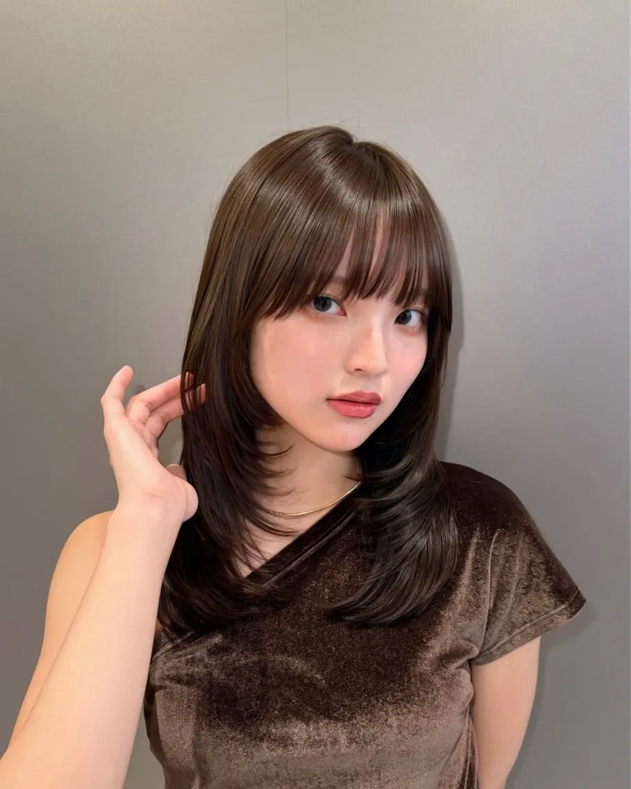 ミディアム レイヤーカット 似合わせno.1💎 韓国ヘア特化まなかのヘアスタイル
