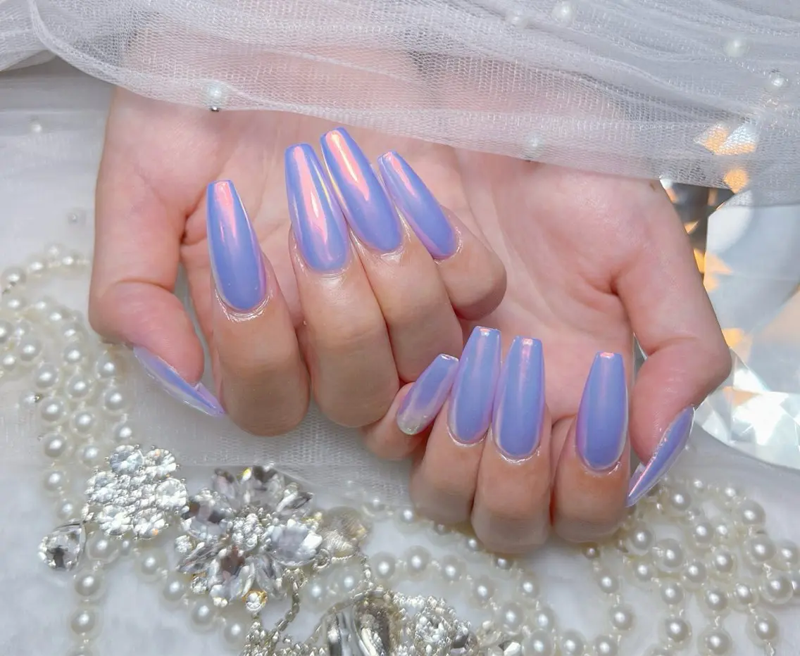 ネイル アートネイル オーロラネイル チークネイル 長さ出し フットネイル Miya _nailのネイルデザイン