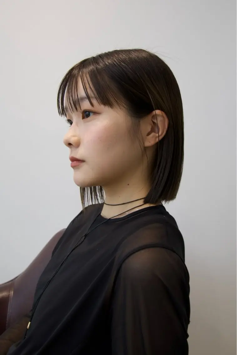 ミディアム 切りっぱなしボブ ボブ 石川玲菜/ ボブ/銀座のヘアスタイル