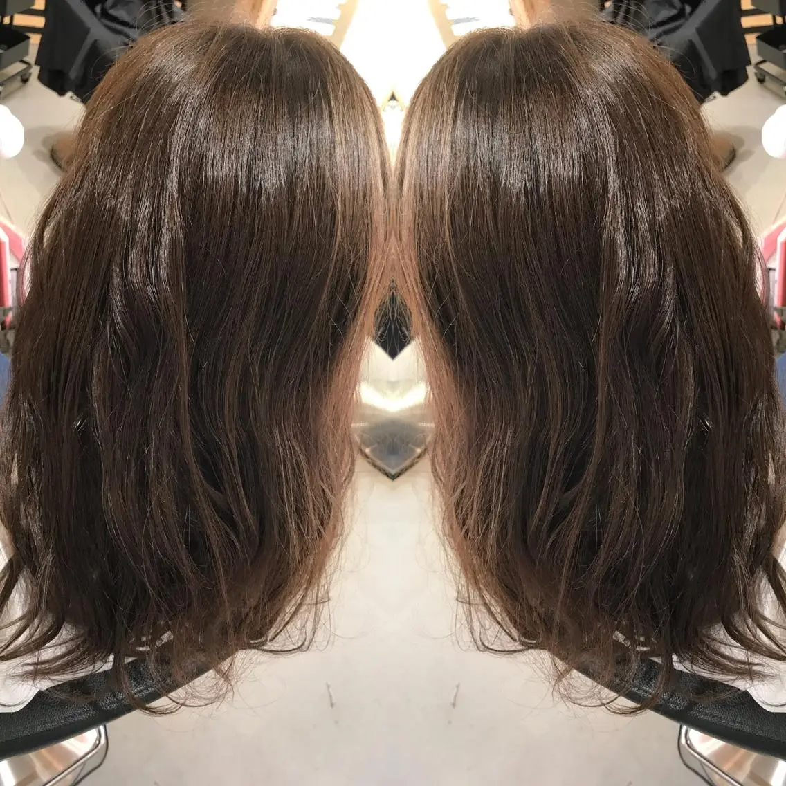 セミロング カラー ブリーチ 透明感カラー ブリーチなしカラー オレンジ 大久保 隆蔵のヘアスタイル