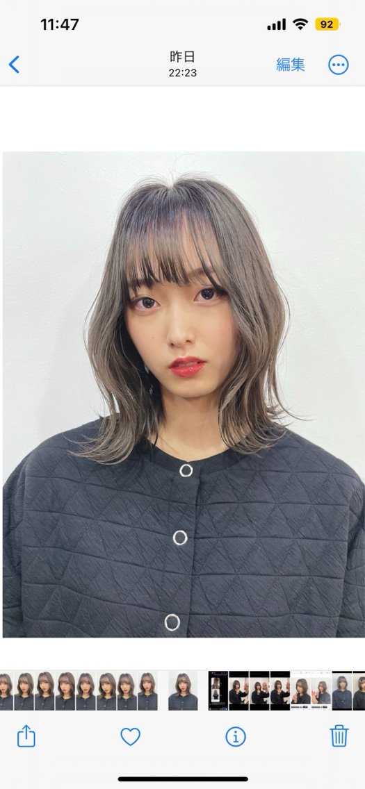 ミディアム カラー ブリーチ グラデーションカラー グレージュ ブリーチなしカラー 平田 一成のヘアスタイル