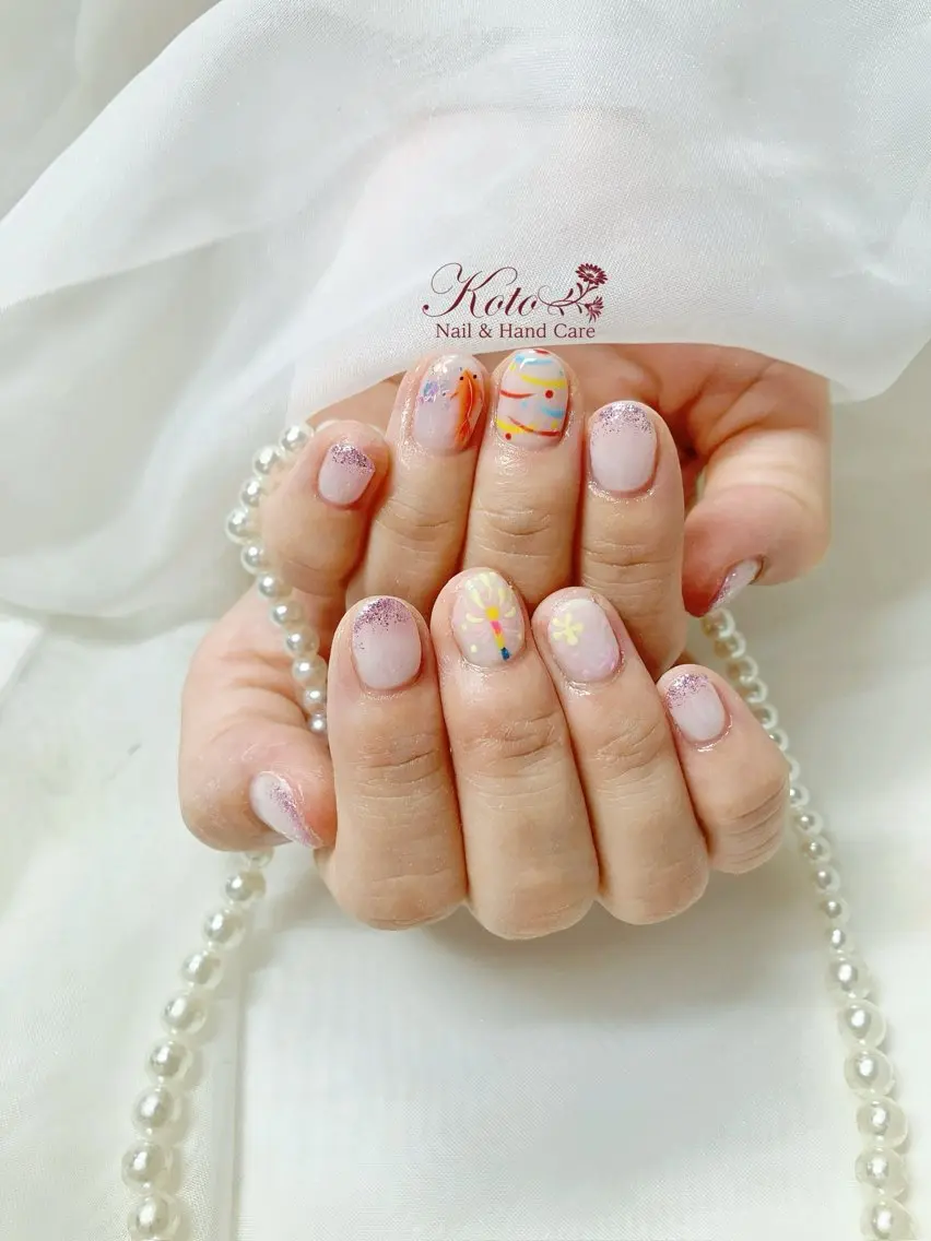 ネイル 長さ出し ジェルネイル 持ち込み ニュアンスネイル 赤色 ハンドネイル Nail Salon KOTOのネイルデザイン