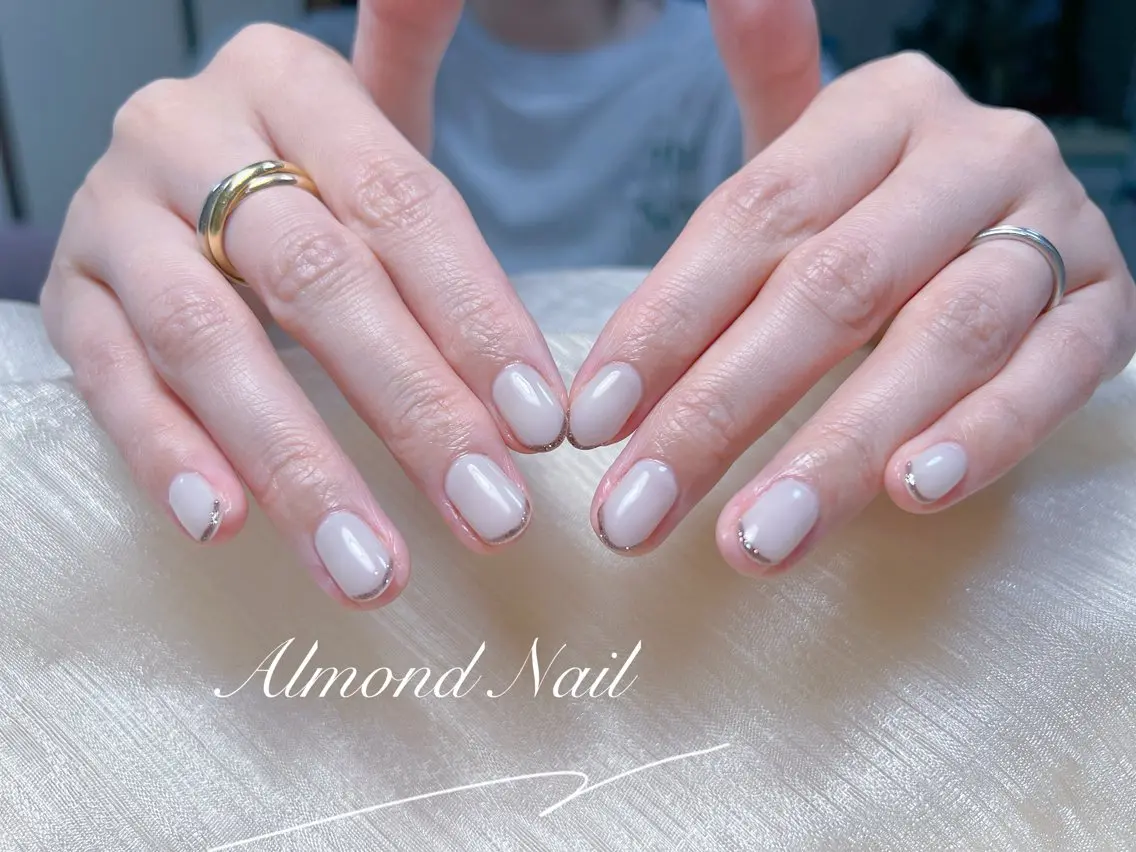 ネイル 長さ出し フラッシュネイル フットネイル フレンチネイル ジェルネイル Almond Nail 亀戸のネイルデザイン