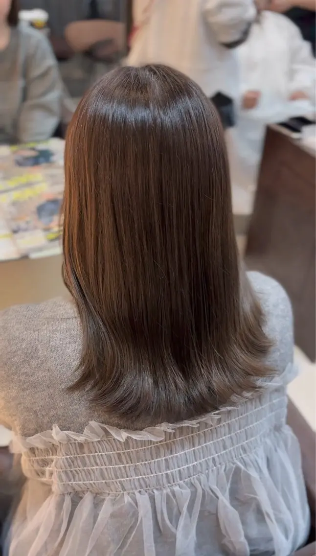 ミディアム カラー 🤎韓国ヘア ベージュ まゆか🤎のヘアスタイル