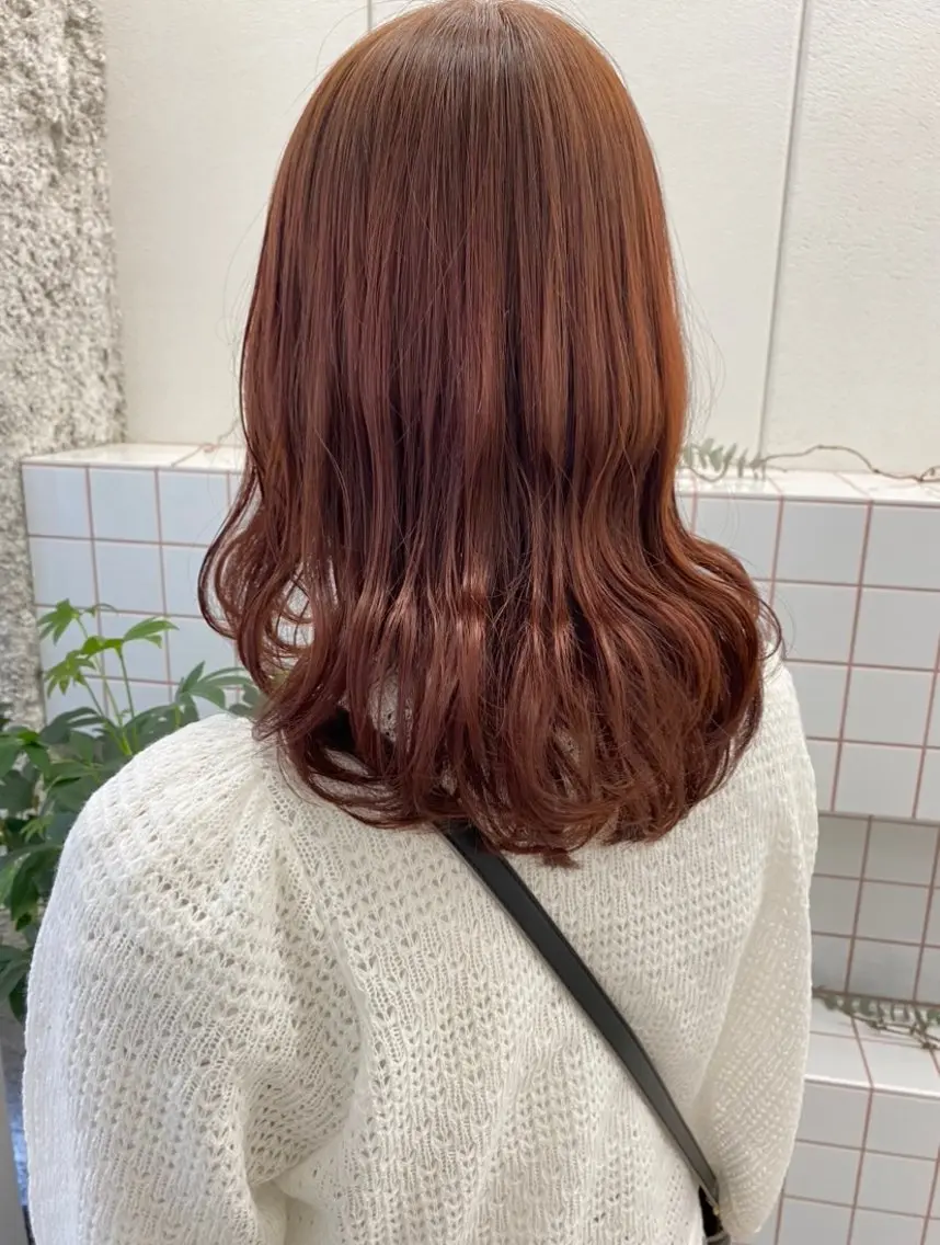 セミロング カラー オレンジ erika /韓国ヘアのヘアスタイル