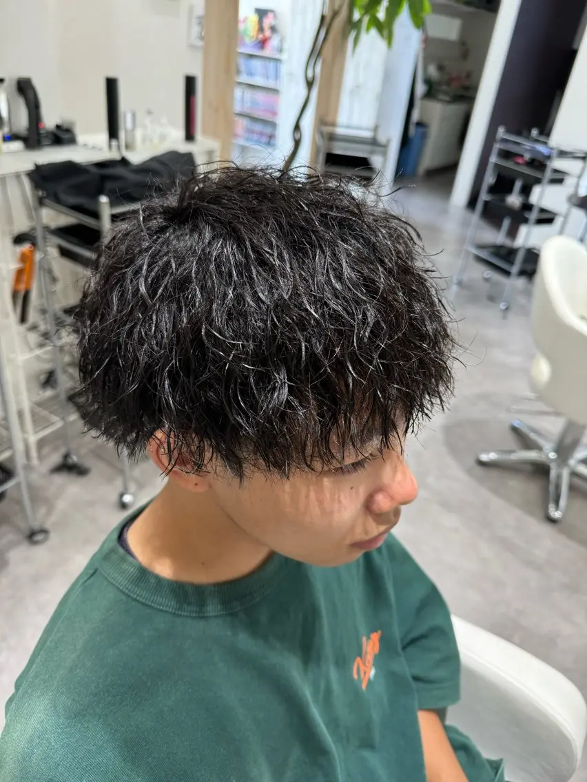 ミディアム カット パーマ 岐阜No.1メンズ 美容師／村上達紀のヘアスタイル