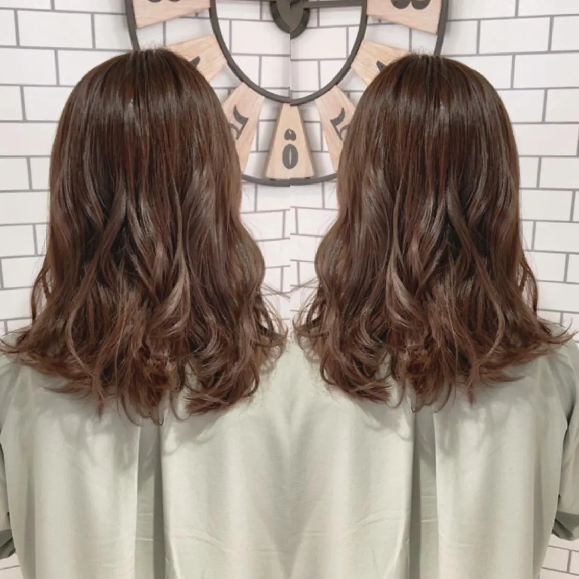 セミロング カラー ヘアアレンジ ベージュカラー 韓国hair🦋 Nanaのヘアスタイル
