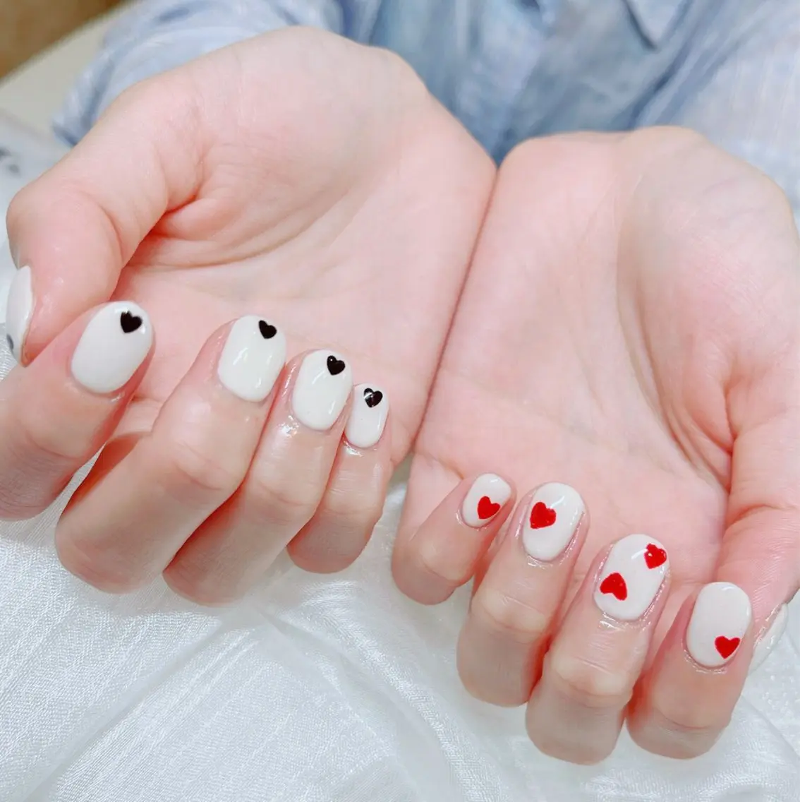 ネイル ハート ワンカラーネイル ハンドネイル Floria nail salonのネイルデザイン
