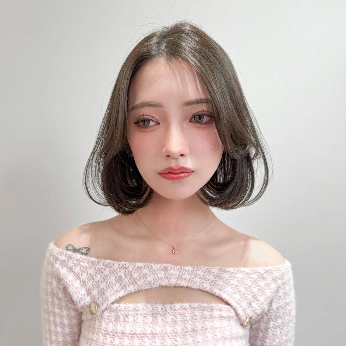 ミディアム ミディアムパーマ ボブ 顔周りカット 髪質改善 タンバルモリ カット ヘアカラー トリートメント 原宿/韓国レイヤー ボブ/顔周りYasuのヘアスタイル
