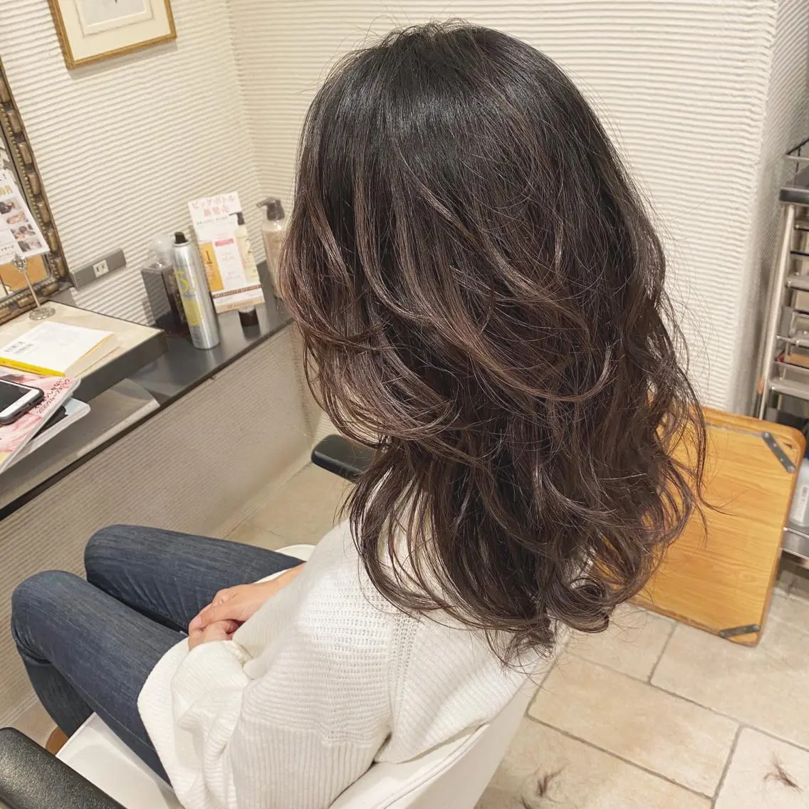 ロング カラー ヘアアレンジ アッシュ ハイライトカラー ハイライト 美髪矯正 韓国レイヤーのヘアスタイル
