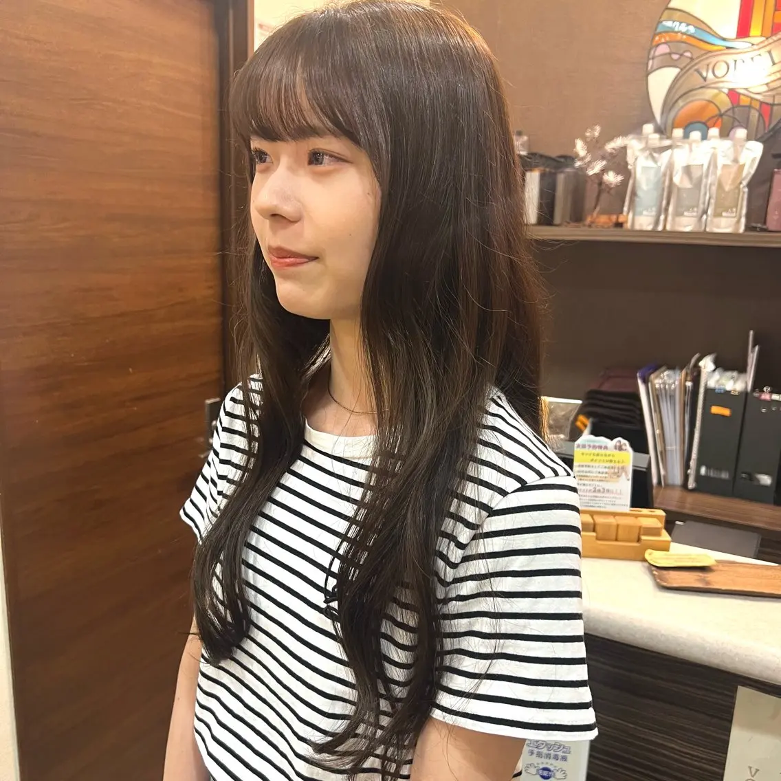ロング カラー ブリーチ ブリーチなしカラー オリーブカラー トリートメント 森川愛奈 /カットモデル募集中のヘアスタイル