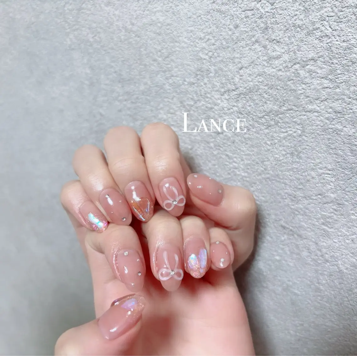 ネイル オーロラネイル フットネイル フレンチネイル ハート キラキラネイル Lance nailのネイルデザイン