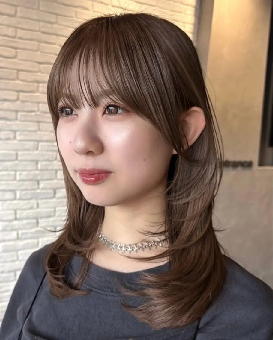 ミディアム カラー パーマ 髪質改善/縮毛矯正/ 透明感🩵NANAのヘアスタイル