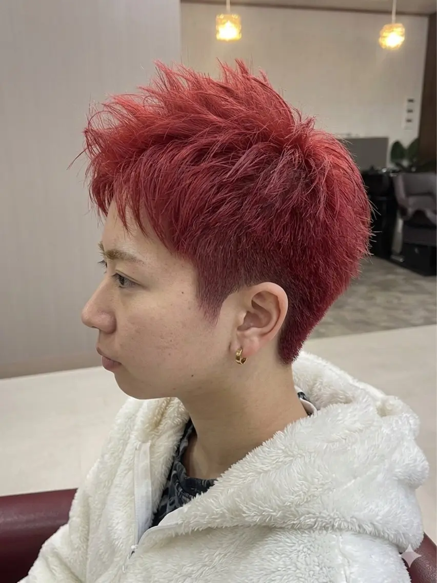 ショート カラー メンズ レッドカラー KEN 🌟のヘアスタイル
