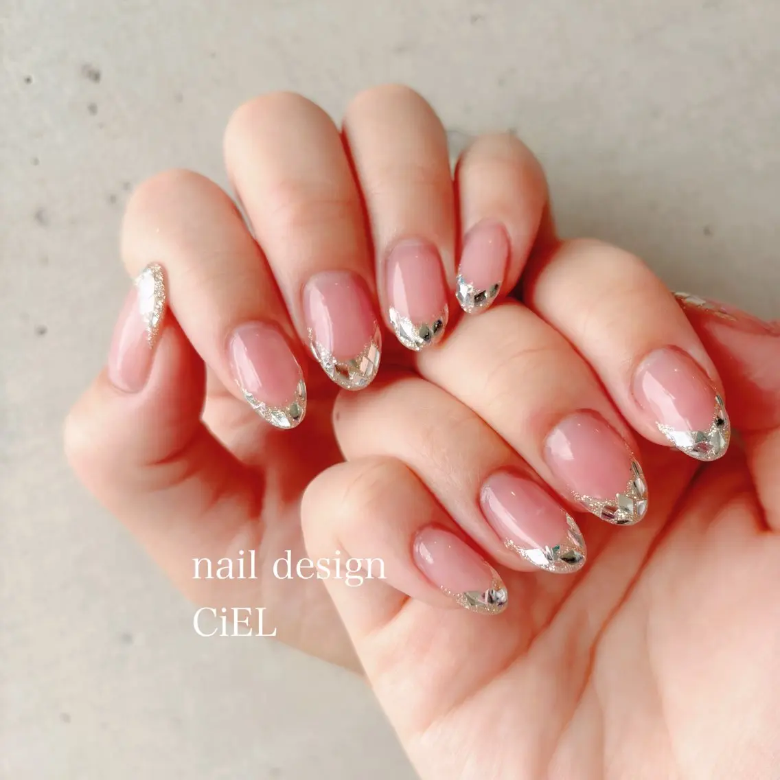 ネイル フレンチネイル ガラスフレンチ ハンドネイル CiEL Maikoのネイルデザイン