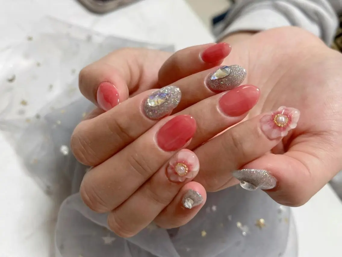 ネイル 持ち込み ワンホンネイル 🎀ネイルサロン エクラYUI🎀のネイルデザイン