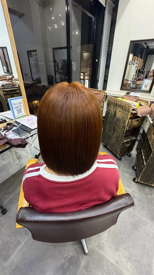 カラー ブリーチ ブリーチなしカラー オレンジ 🌺U-topia 🌺井出萌菜🌺のヘアスタイル