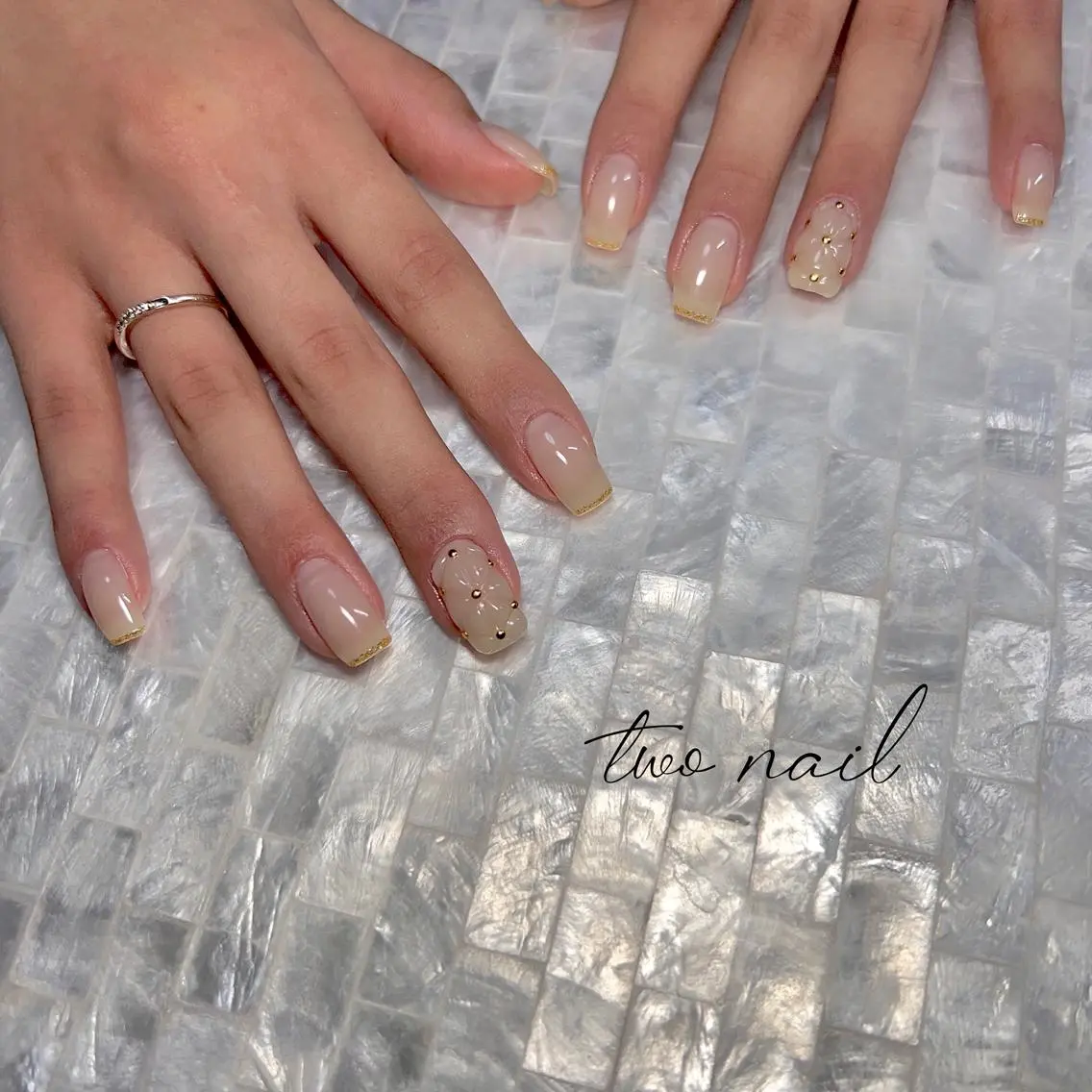 ネイル アートネイル フットネイル ハート ニュアンスネイル オフィスネイル フットネイル two nailのネイルデザイン