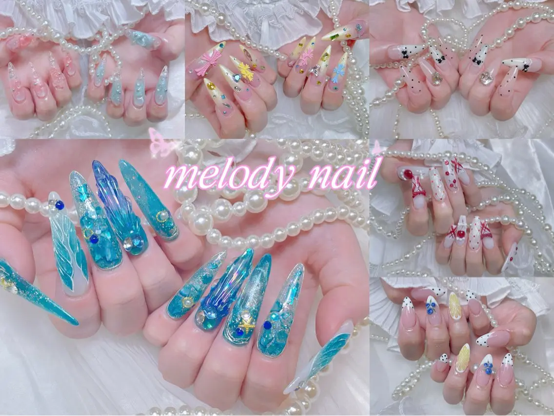 ネイル クリアネイル 長さ出し マグネットネイル 持ち込み スカルプネイル ハンドネイル Melody  3D/スカルプ専門店のネイルデザイン