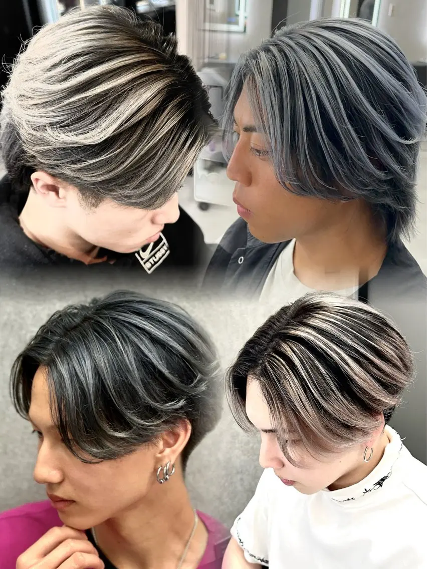 カラー パーマ メンズ メンズバレイヤージュ メンズブリーチ バレイヤージュ ブリーチ カット ヘアカラー 札幌メンズ指名 No. 1/光👑のヘアスタイル