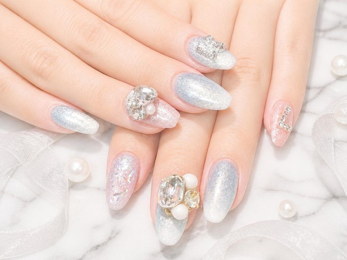 ネイル ブルー ラメ(グリッター) ハンドネイル Lili Nail Studio西荻窪店のネイルデザイン