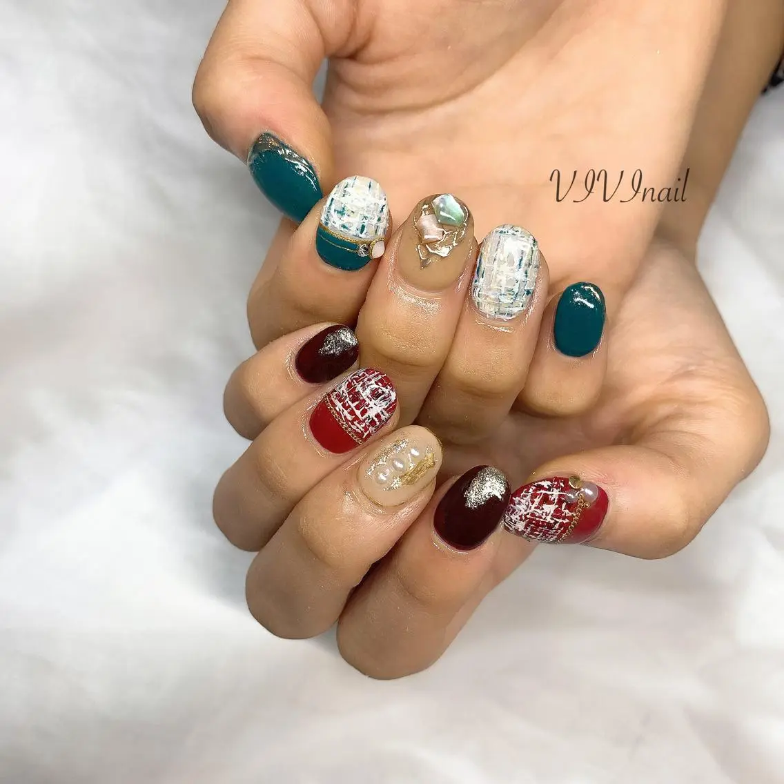 ネイル ツイードネイル ハンドネイル vivi nailのネイルデザイン
